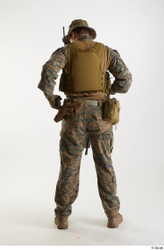 Whole Body Man Pose with machine rifle White Army Athletic Studio photo references